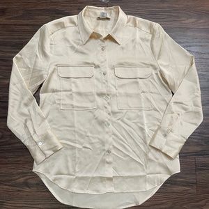 NWT RACHEL ZOE SATIN-LIKE BUTTON DOWN BLOUSE SZ MEDIUM